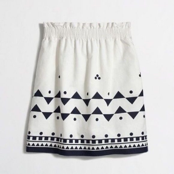J. Crew White and Blue Linen Mini Skirt, Sz. 8 - Picture 1 of 6